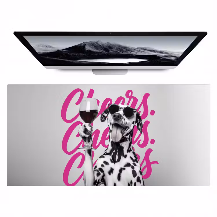 Cheers - Hond - Roze - Wijn Muismat XXL klein -zzz3d