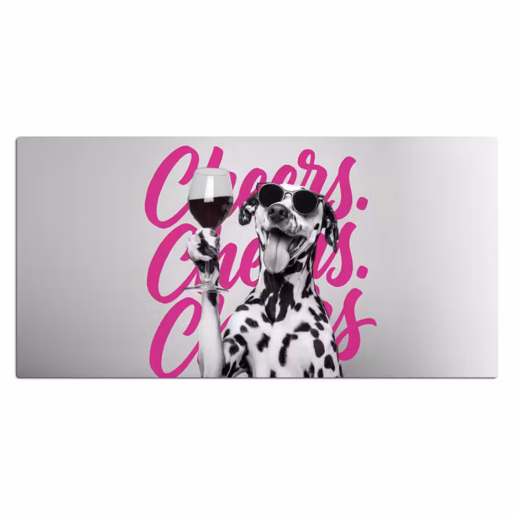 Cheers - Hond - Roze - Wijn Muismat XXL klein -3d_leeg