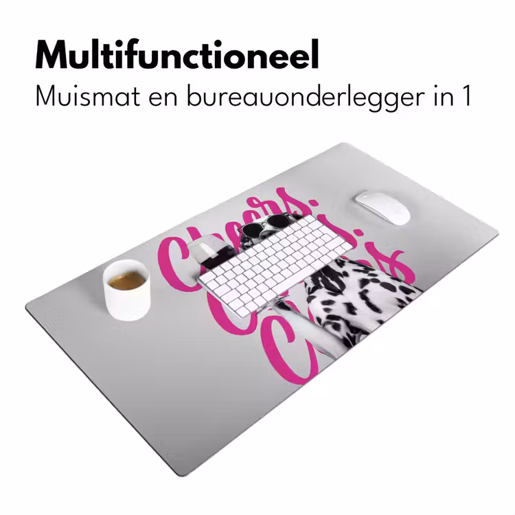 Cheers - Hond - Roze - Wijn Muismat XXL klein -sfeer4