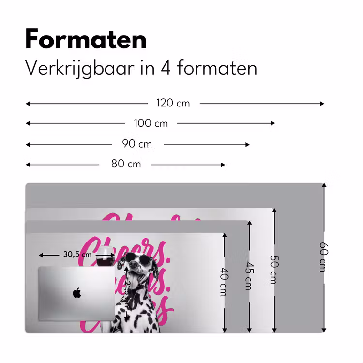 Cheers - Hond - Roze - Wijn Muismat XXL klein -sfeer5