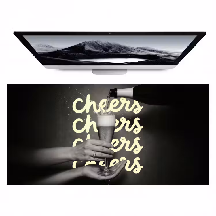 Cheers - Wijn - Zwart - Wit Muismat XXL klein -zzz3d
