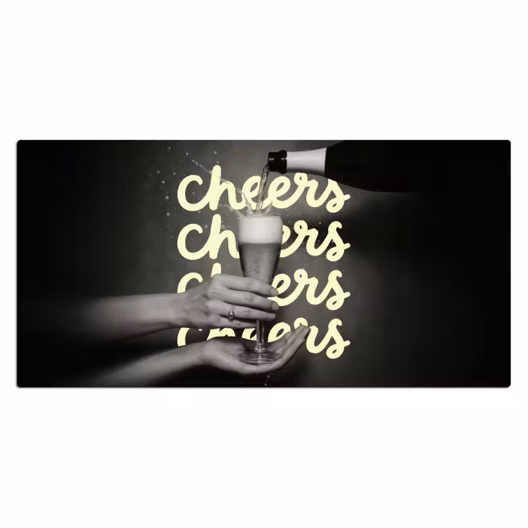 Cheers - Wijn - Zwart - Wit Muismat XXL klein -3d_leeg
