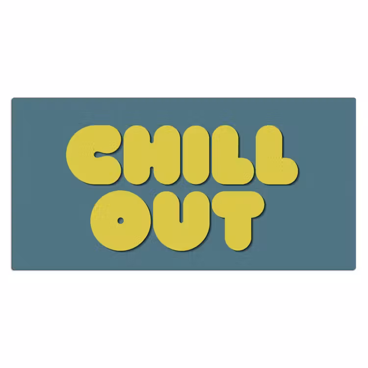 Chill out - Geel - Blauw Muismat XXL klein -3d_leeg