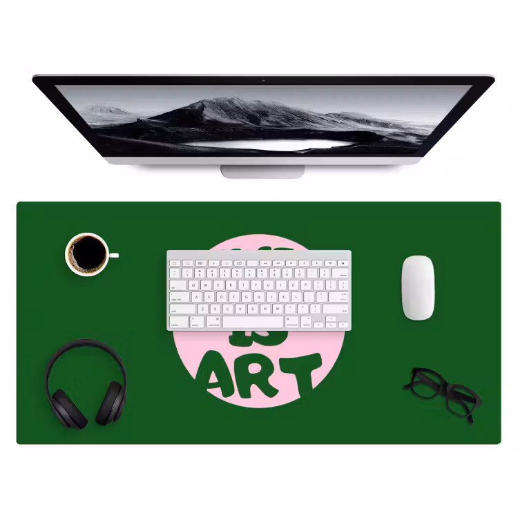 Cirkel - Roze - Tekst - Art Muismat XXL klein -3d