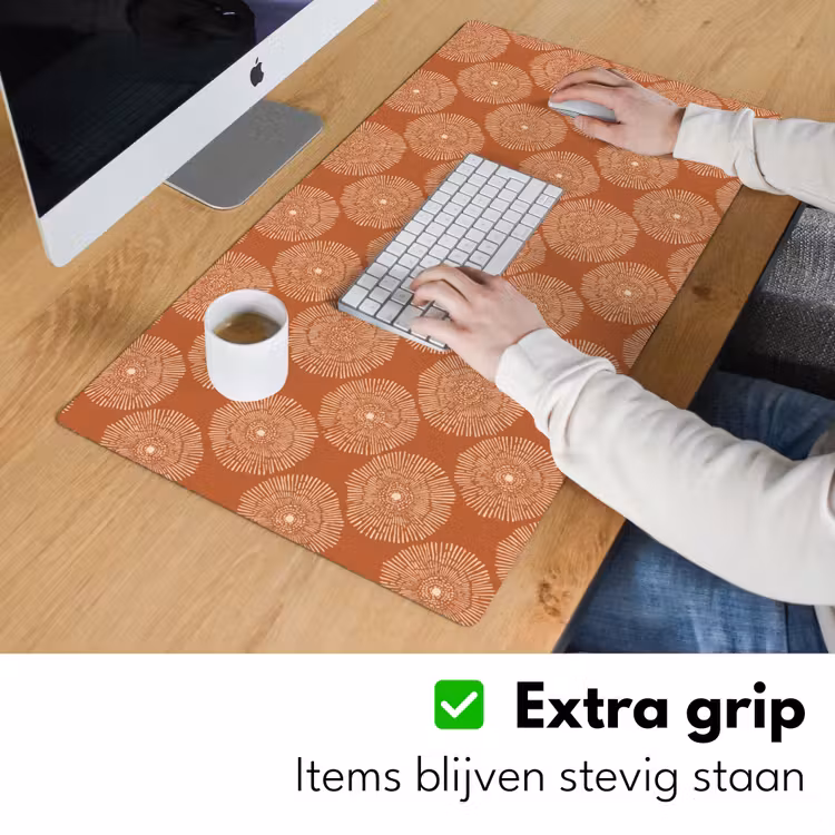 Cirkels - Grafisch - Patroon - Terracotta Muismat XXL klein 681 -sfeer3