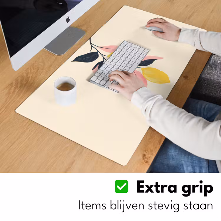 Citroenen - Felgeel - Tak - Bladeren Muismat XXL klein -sfeer3