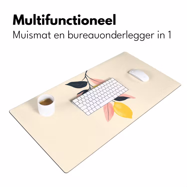 Citroenen - Felgeel - Tak - Bladeren Muismat XXL klein -sfeer4