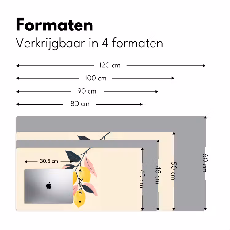 Citroenen - Felgeel - Tak - Bladeren Muismat XXL klein -sfeer5