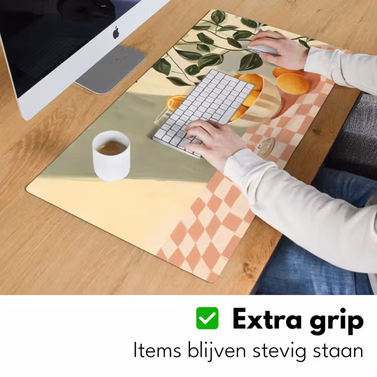 Citroenen - Glas - Tafelkleed - Geblokt Muismat XXL klein -sfeer3