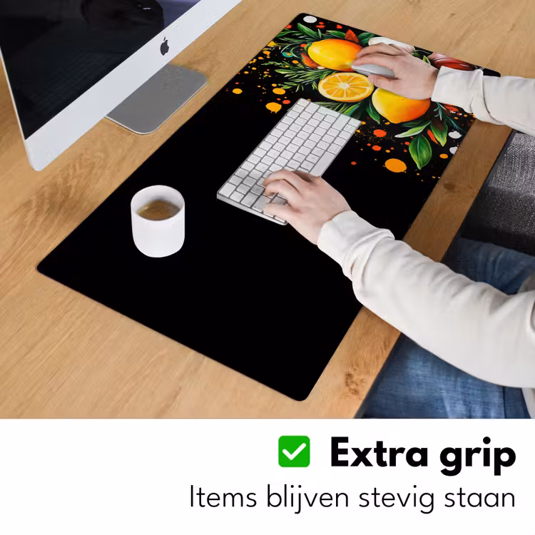 Citroenen - Zwart - Kruiden - Graffiti - Verf Muismat XXL klein -sfeer3