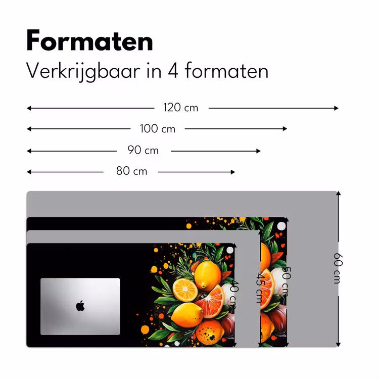Citroenen - Zwart - Kruiden - Graffiti - Verf Muismat XXL klein -sfeer5