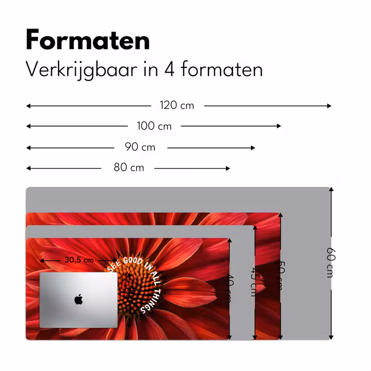 Close up - Bloem - Quote - Rood Muismat XXL klein -sfeer5