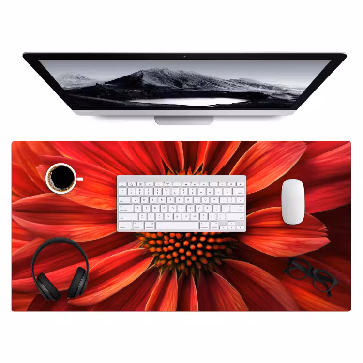 Close up - Bloem- Rood Muismat XXL klein -3d