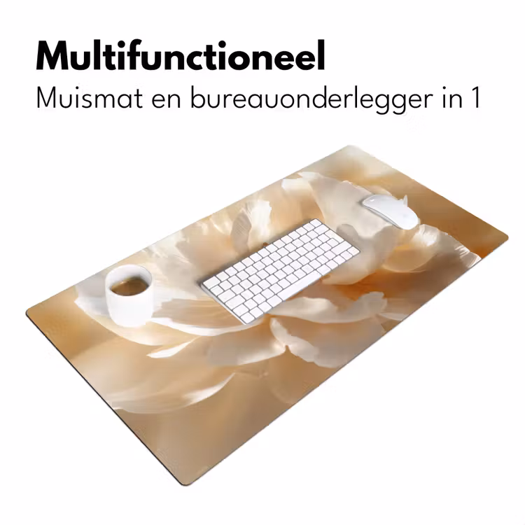 Close up - Pioenroos - Wit Muismat XXL klein -sfeer4