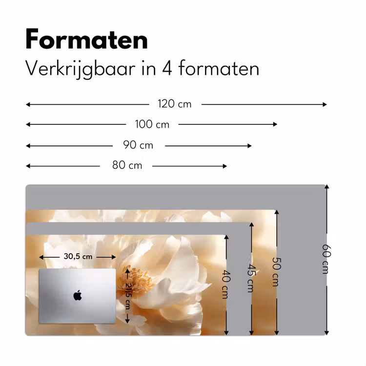 Close up - Pioenroos - Wit Muismat XXL klein -sfeer5