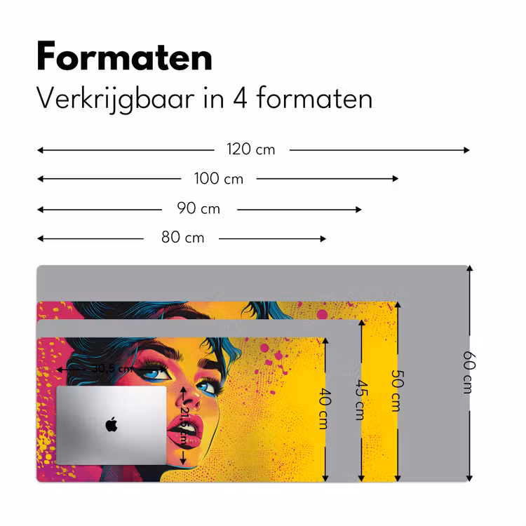 Close-up - Vrouwengezicht - Stippen - Geel Muismat XXL klein -sfeer5