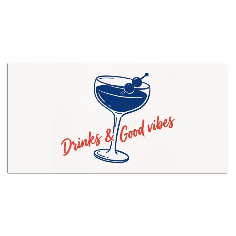 Cocktail - Glas - Illustratie - Blauw - Wit Muismat XXL klein -3d_leeg