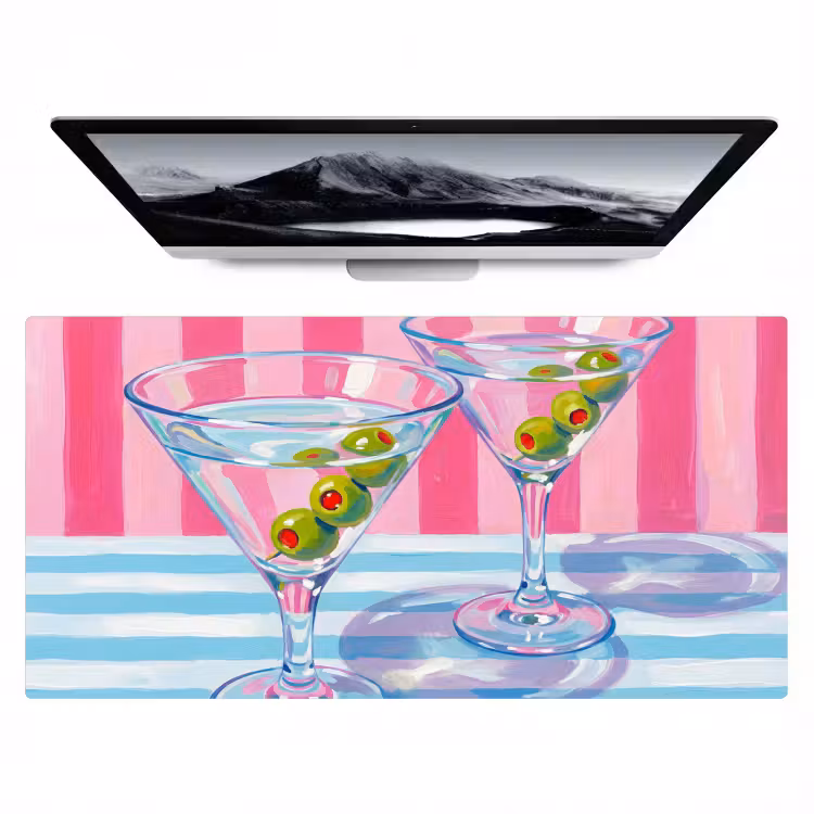 Cocktail - Olijven - Kunst - Modern - Roze Muismat XXL klein -zzz3d