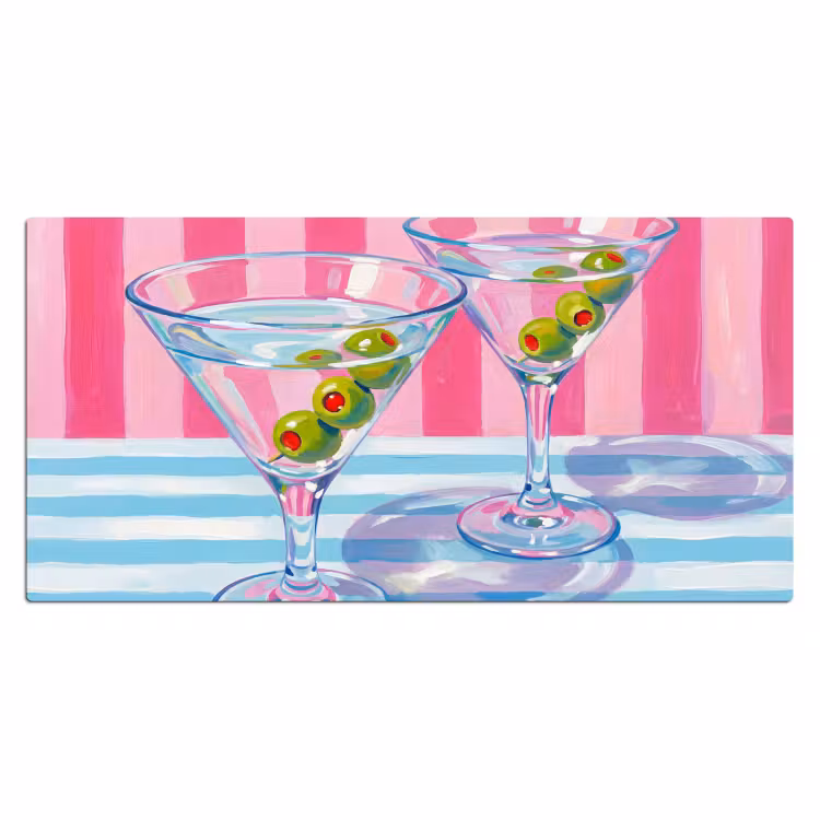 Cocktail - Olijven - Kunst - Modern - Roze Muismat XXL klein -3d_leeg