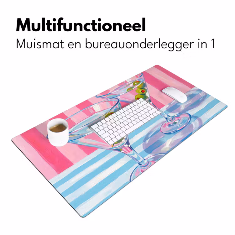 Cocktail - Olijven - Kunst - Modern - Roze Muismat XXL klein -sfeer4