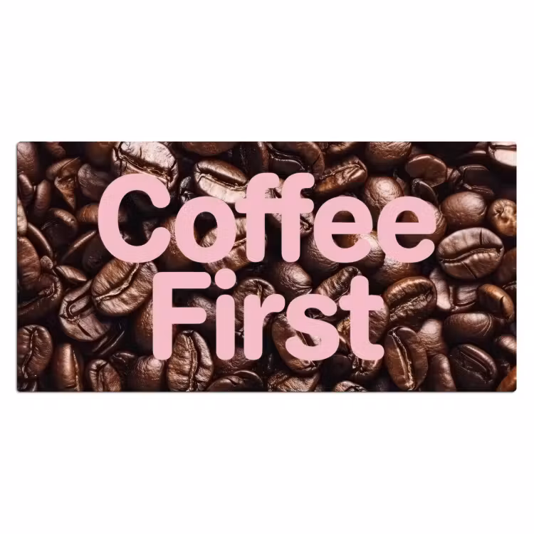 Coffee First - Koffiebonen - Roze Muismat XXL klein -3d_leeg