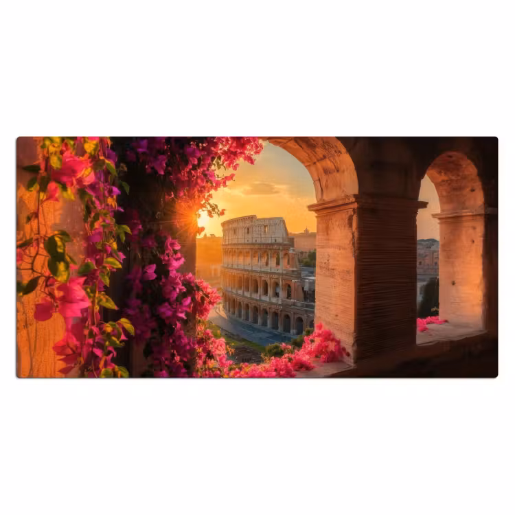 Colosseum - Rome - Roze Bloemen Muismat XXL klein -3d_leeg