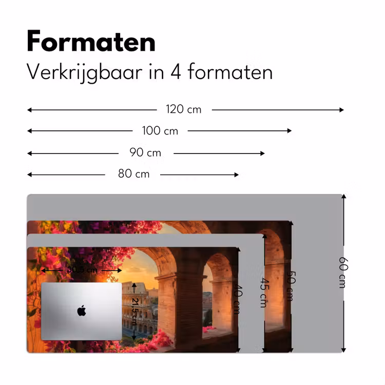 Colosseum - Rome - Roze Bloemen Muismat XXL klein -sfeer5