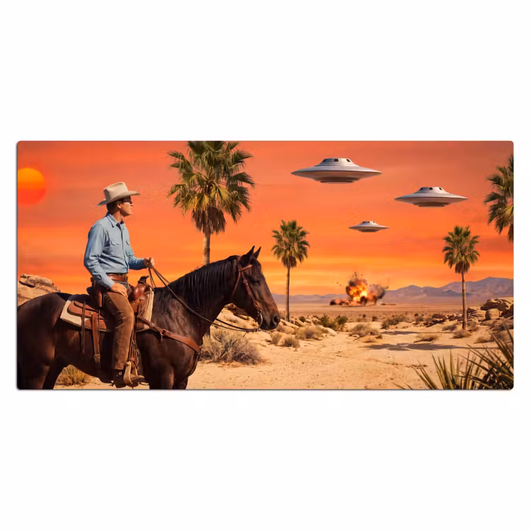 Bureau onderlegger - Cowboy - Paard - Woestijn - Cowboy - Paard - Woestijn Muismat XXL klein