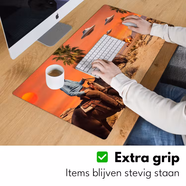 Bureau onderlegger - Cowboy - Paard - Woestijn - Cowboy - Paard - Woestijn Muismat XXL klein