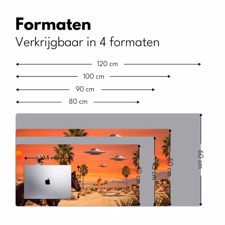 Bureau onderlegger - Cowboy - Paard - Woestijn - Cowboy - Paard - Woestijn Muismat XXL klein