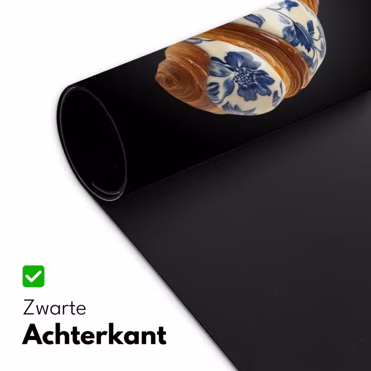 Croissant - Bloemenpatroon - Delftsblauw Muismat XXL klein -sfeer2
