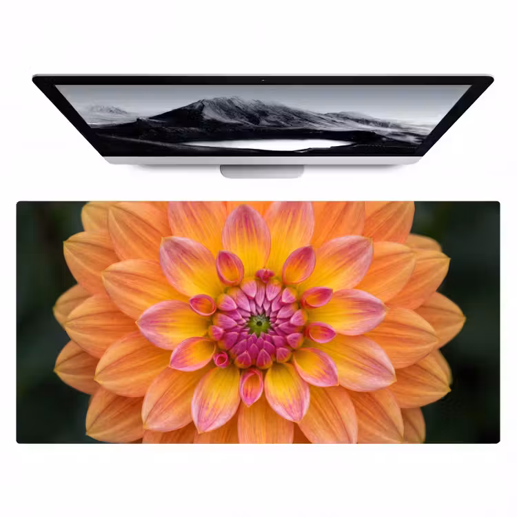 Dahlia - Bloem - Oranje Muismat XXL klein -zzz3d