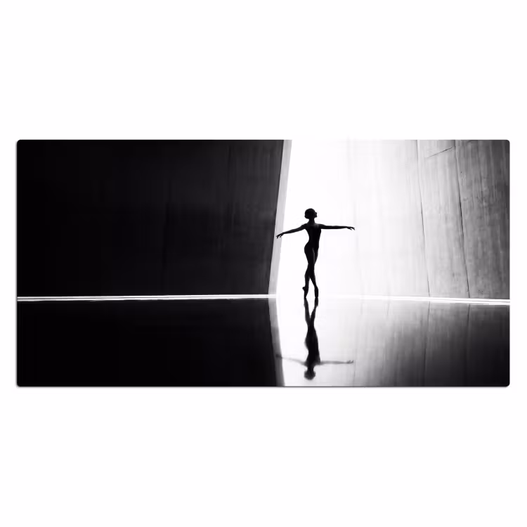 Danser - Silhouette - Kunst - Modern - Zwart-wit Muismat XXL klein -3d_leeg