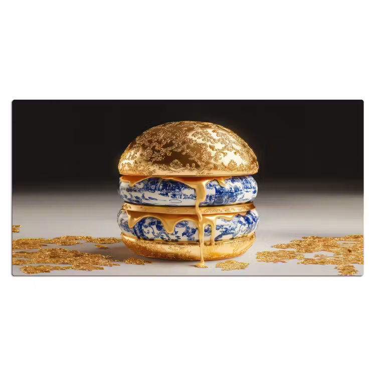 Delftsblauw - Goud - Burger Muismat XXL klein -3d_leeg