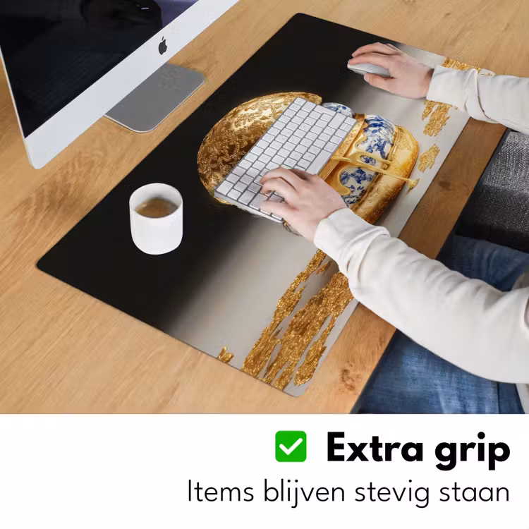 Delftsblauw - Goud - Burger Muismat XXL klein -sfeer3
