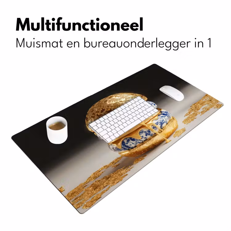 Delftsblauw - Goud - Burger Muismat XXL klein -sfeer4