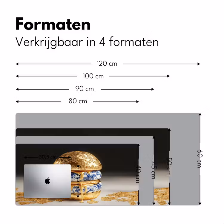 Delftsblauw - Goud - Burger Muismat XXL klein -sfeer5
