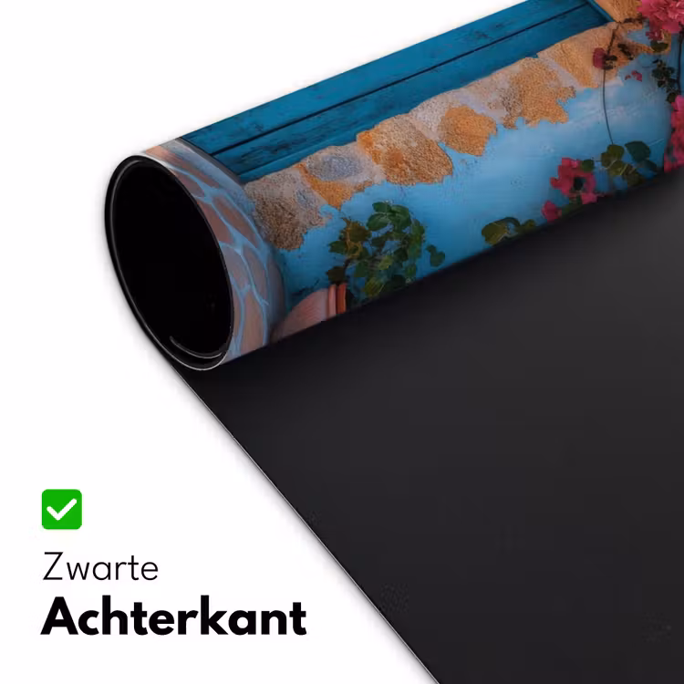 Deur - Hout - Bloemen - Blauw Muismat XXL klein -sfeer2
