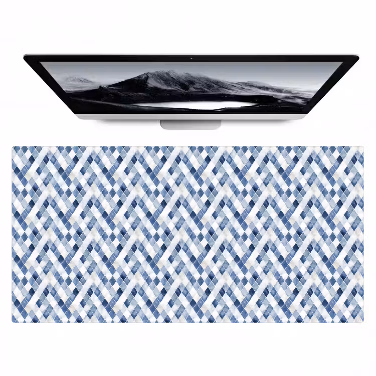 Diamant - Patroon - Blauw - Wit Muismat XXL klein 681 -zzz3d