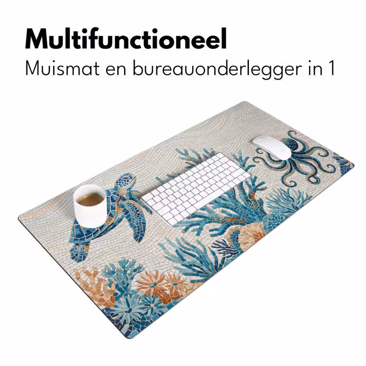 Dieren - Onderwater - Natuur - Mozaïek - Blauw Muismat XXL klein -sfeer4