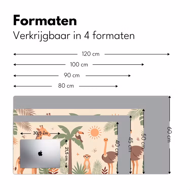 Dieren - Tropisch - Safari - Kleurrijk Muismat XXL klein -sfeer5