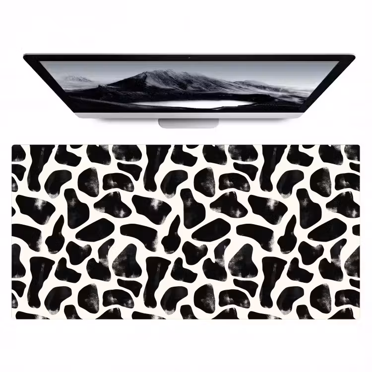 Dierenpatroon - Vlekken - Zwart - Wit Muismat XXL klein 681 -zzz3d