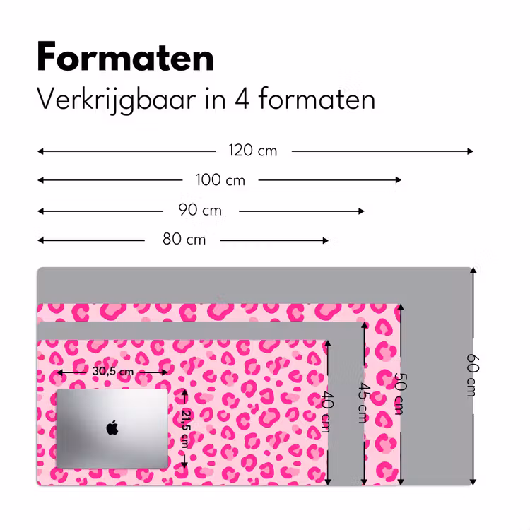 Dierenprint - Patroon - Abstract - Modern - Roze Muismat XXL klein -sfeer5
