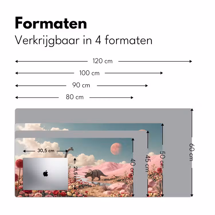 Bureau onderlegger - Dinosaurus - Roze - Landschap - Dinosaurus - Roze - Landschap Muismat XXL klein