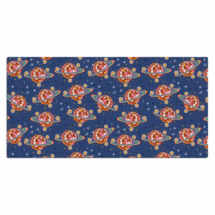 Disco - Blauw - Patroon Muismat XXL klein 681 -3d_leeg