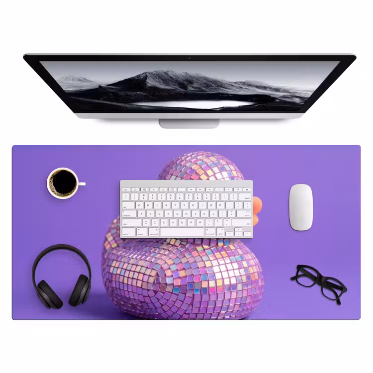 Disco - Eend - Paars Muismat XXL klein -3d