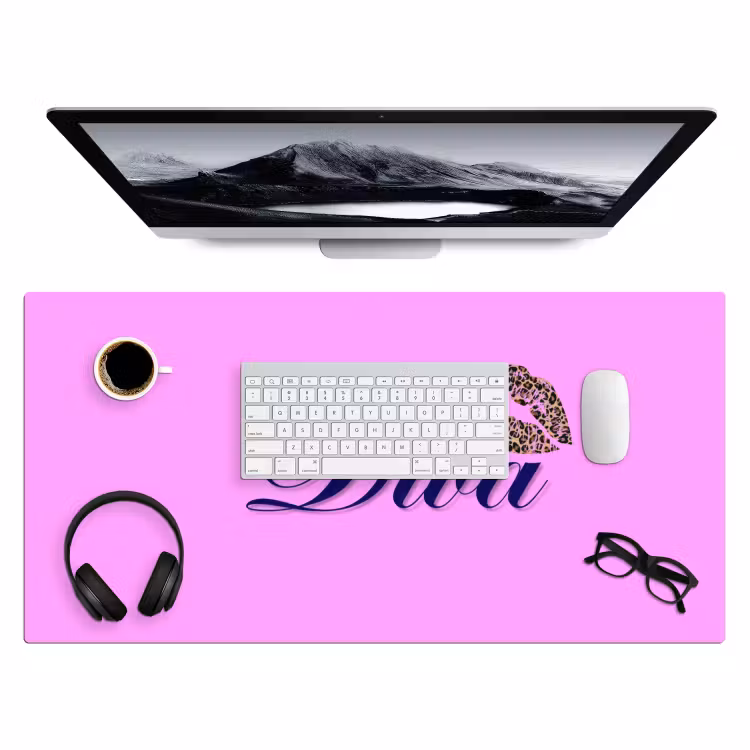 Diva - Lip - Panterprint - Roze Muismat XXL klein -3d