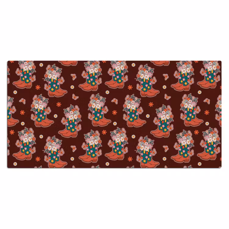 Donker - Cowboy - Laars - Patroon Muismat XXL klein 681 -3d_leeg