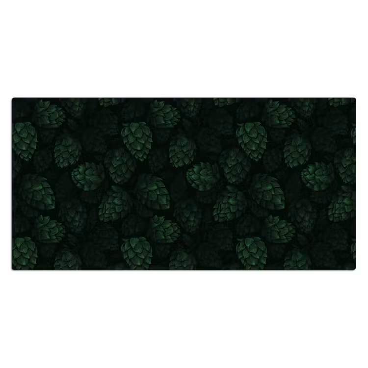 Donker - Groen - Hopbellen - Botanisch - Illustratie Muismat XXL klein 681 -3d_leeg