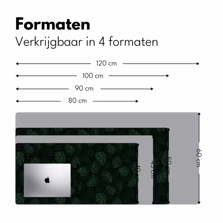 Donker - Groen - Hopbellen - Botanisch - Illustratie Muismat XXL klein 681 -sfeer5